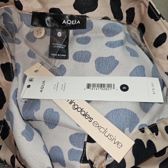 Aqua Bloomingdale's Cheetah Print Long Sleeve Tie Mini Dress in Small NWT - Picture 8 of 9